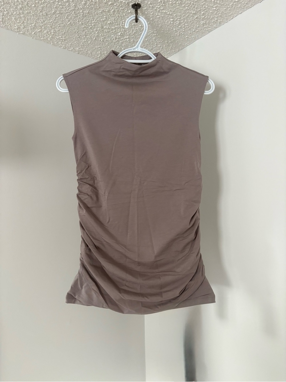 Abercrombie & Fitch Maternity Sleeveless Mock Neck Ruched Tank - Taupe